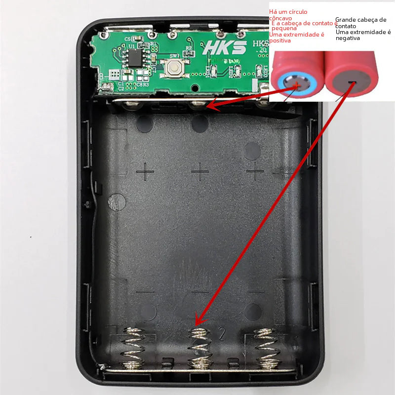 DIY No-Solder 18650 Power Bank Case with 3 USB Ports