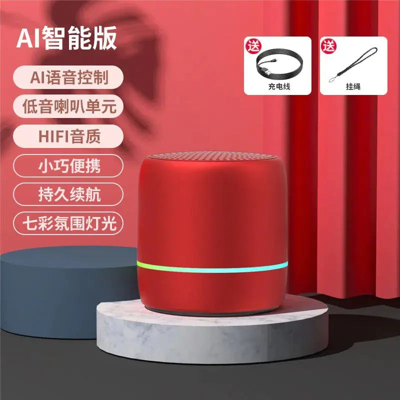 Portable Bluetooth Speaker with AI Voice and Lights