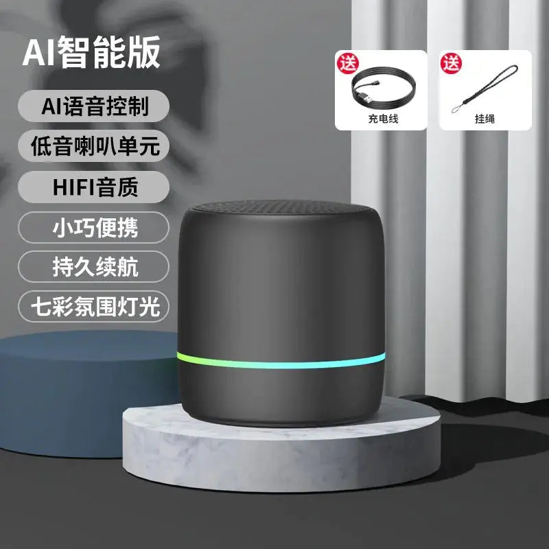 Portable Bluetooth Speaker with AI Voice and Lights