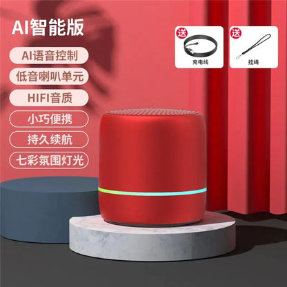 Portable Bluetooth Speaker with AI Voice and Lights